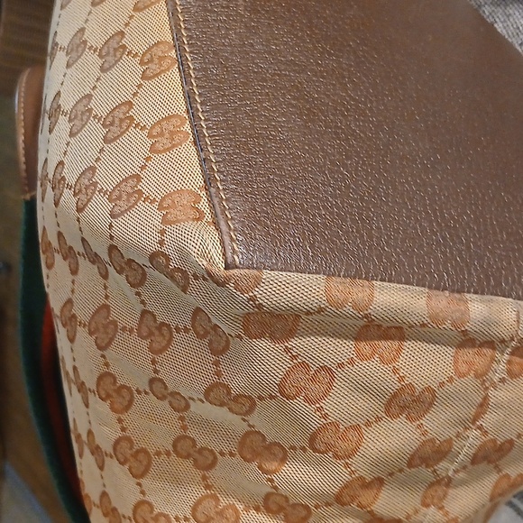 Authentic Gucci Web Sherry Line Tote Bag GG  Anvas Leather - Picture 9 of 16